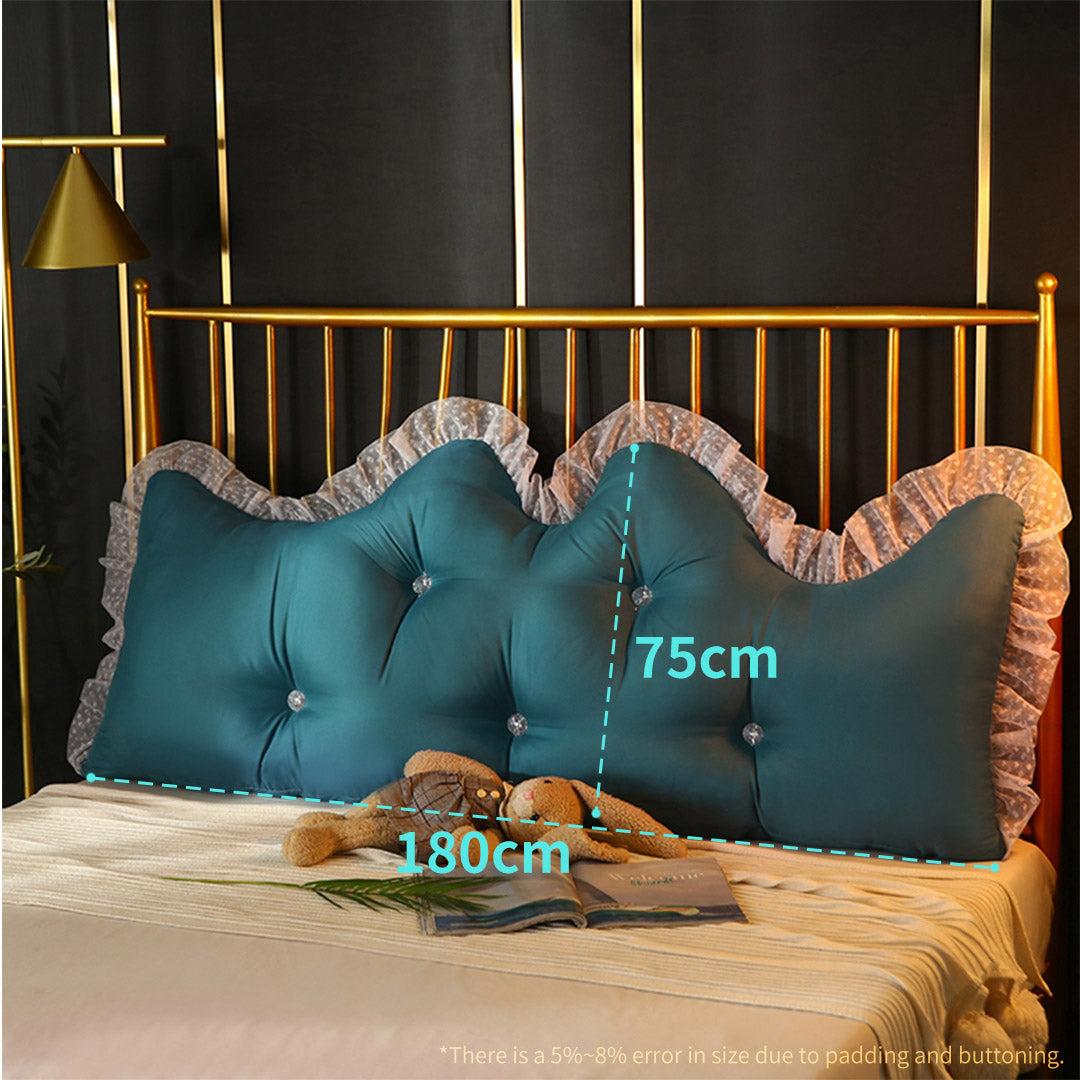 Soga 2 X 180cm Blue Green Princess Bed Pillow Headboard Backrest Bedside Tatami Sofa Cushion With Ruffle Lace Home Decor