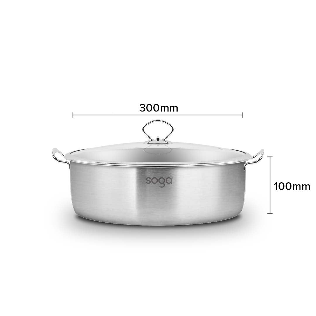 Soga Dual Burners Cooktop Stove, 21 L Stainless Steel Stockpot 30cm And 30cm Induction Casserole