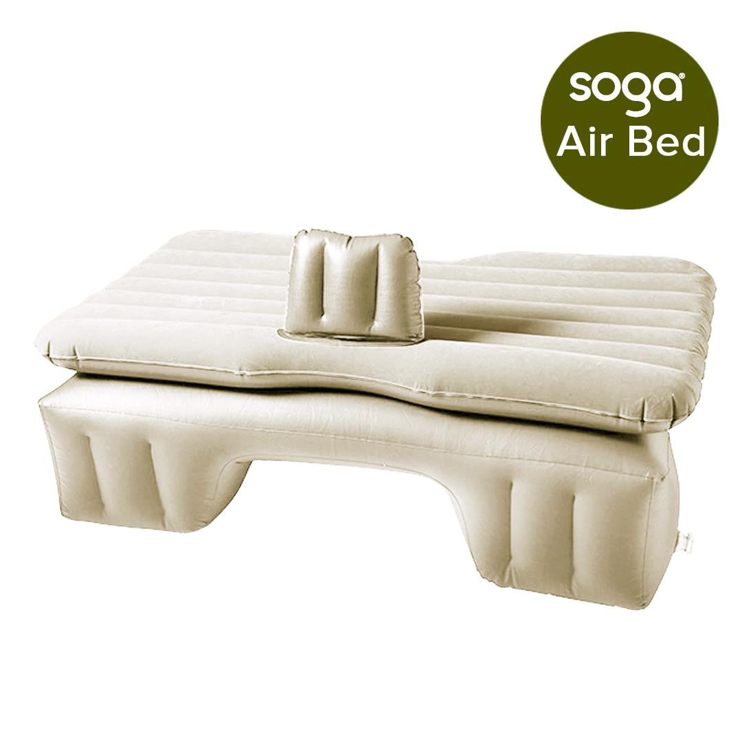 Soga Inflatable Car Mattress Portable Travel Camping Air Bed Rest Sleeping Bed Beige