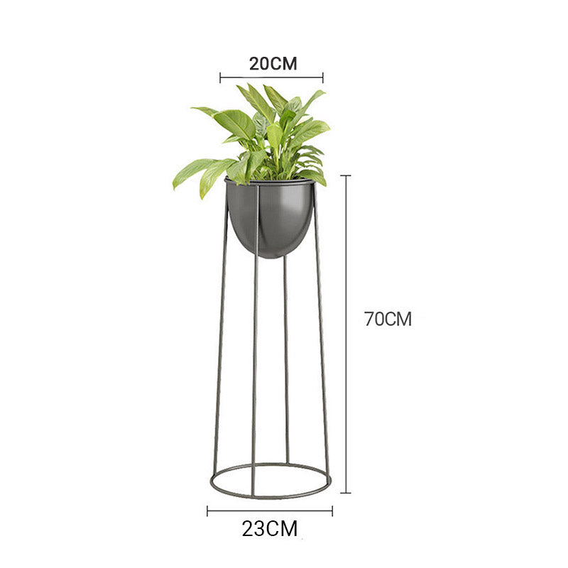Soga 4 X 70cm Round Wire Metal Flower Pot Stand With Black Flowerpot Holder Rack Display