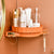 2X Orange 360 Degree Wall-Mounted Rotating Bathroom Organiser Corner Vanity Rack Toilet Adhesive Storage Shelf