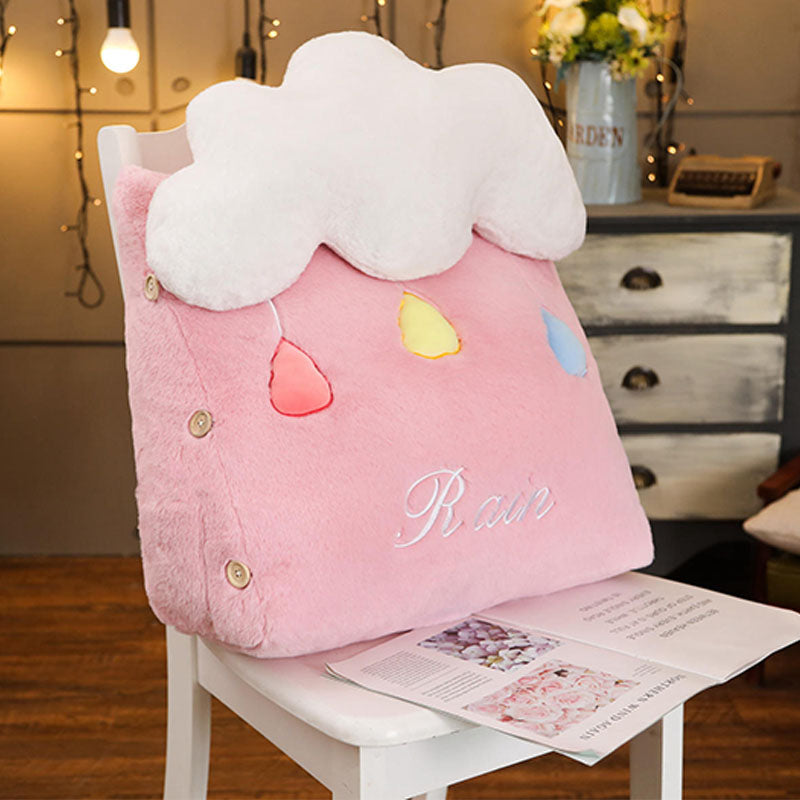 Pink Cute Rain Cloud Cushion Soft Leaning Lumbar Wedge Pillow Bedside Plush Home Decor