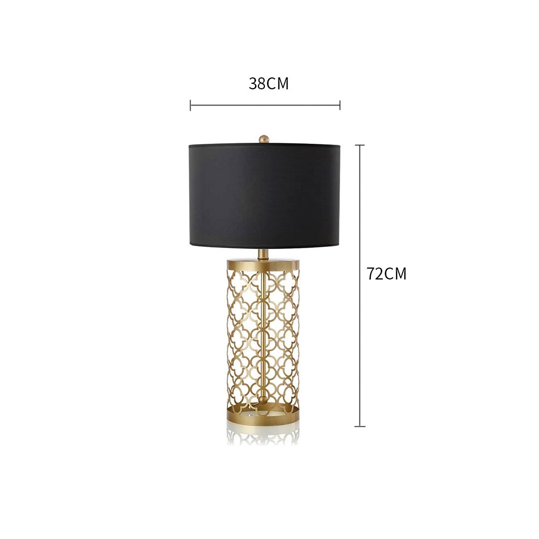 Soga 2 X Golden Hollowed Out Base Table Lamp With Dark Shade