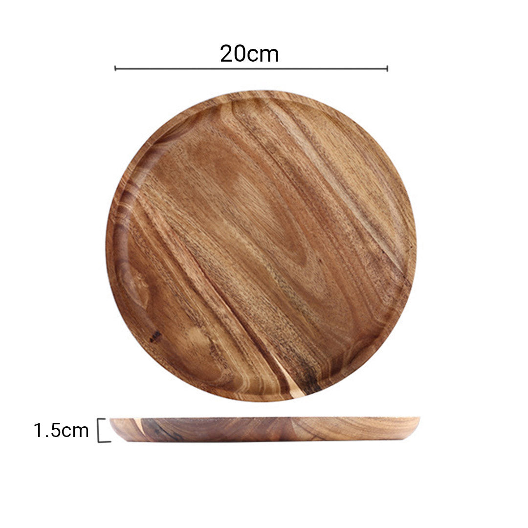 Soga 20cm Brown Round Wooden Centerpiece Serving Tray Board Home Decor