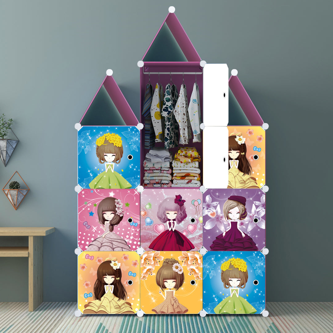 10 Cubes DIY Princess Design Portable Wardrobe Divide-Grid Modular Storage Organiser Foldable Closet