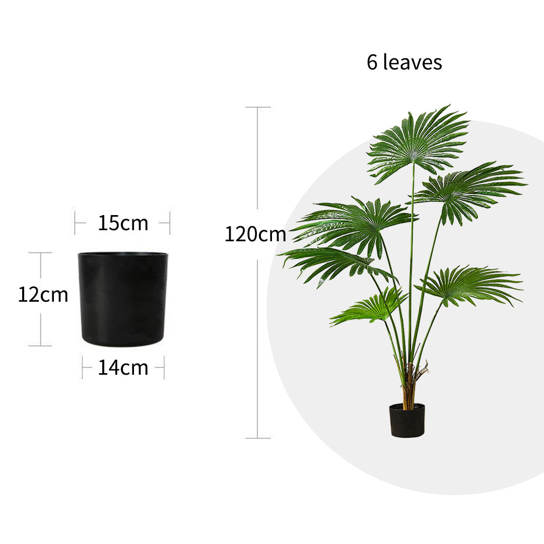 Soga 4 X 120cm Artificial Natural Green Fan Palm Tree Fake Tropical Indoor Plant Home Office Decor