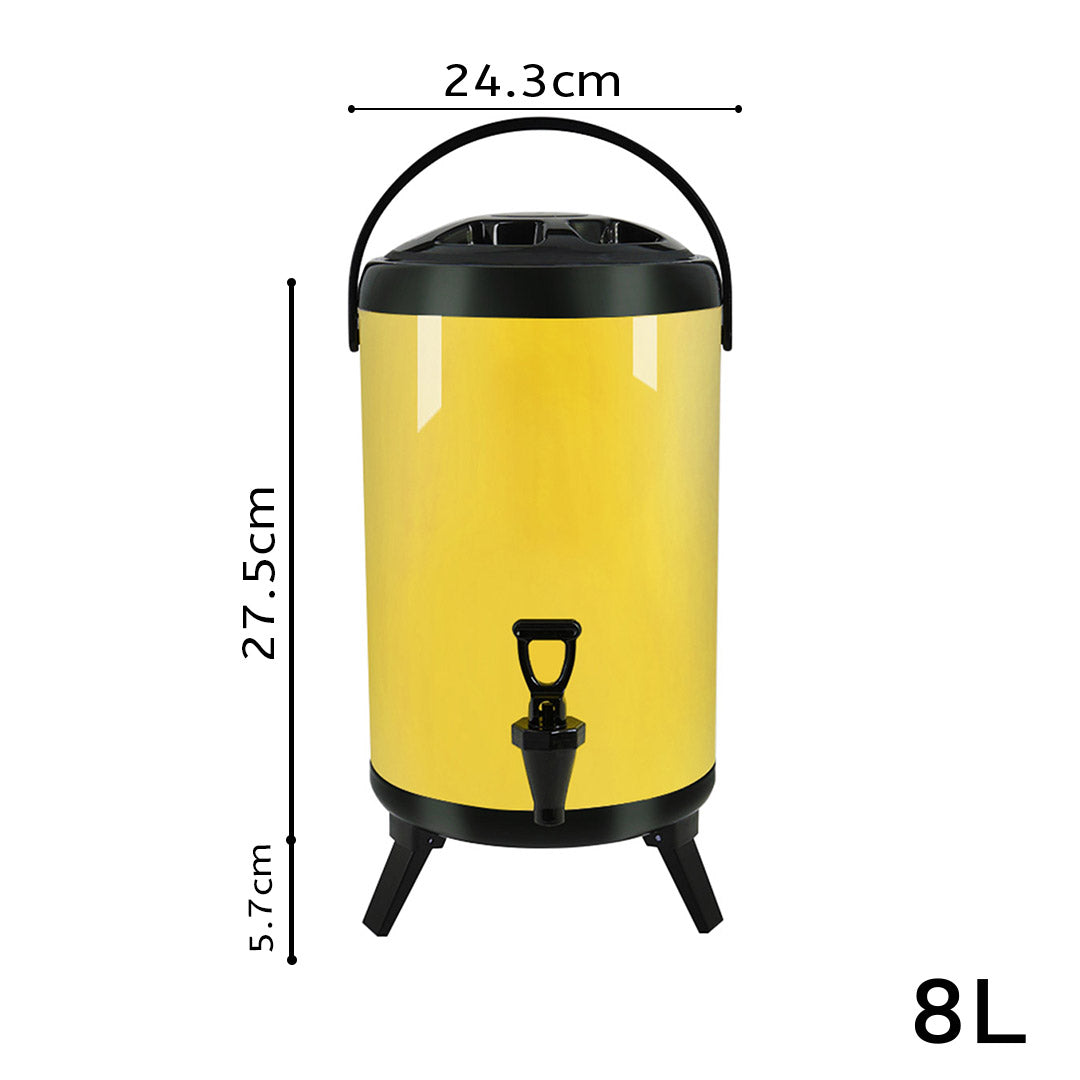 Soga 2 X 8 L Stainless Steel Insulated Milk Tea Barrel Hot And Cold Beverage Dispenser Container With Faucet Yellow