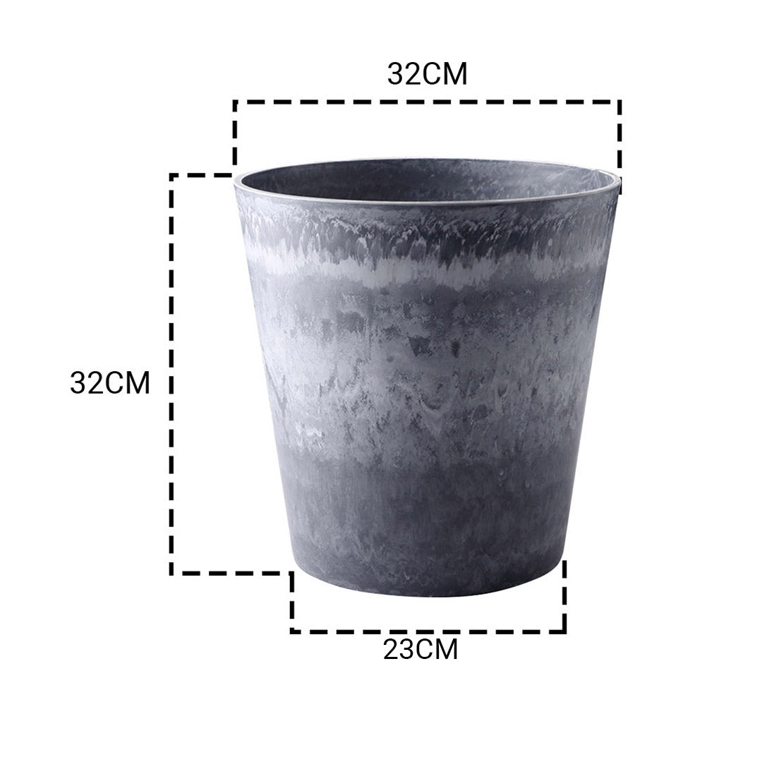 Soga 32cm Weathered Grey Round Resin Plant Flower Pot In Cement Pattern Planter Cachepot For Indoor Home Office