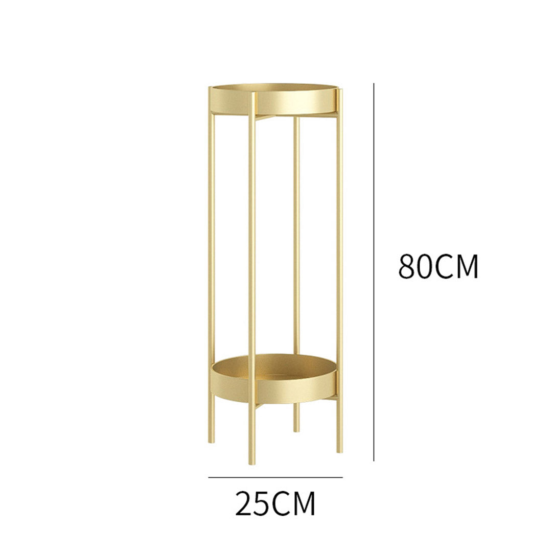 Soga 4 X 2 Layer 80cm Gold Metal Plant Stand Flower Pot Holder Corner Shelving Rack Indoor Display