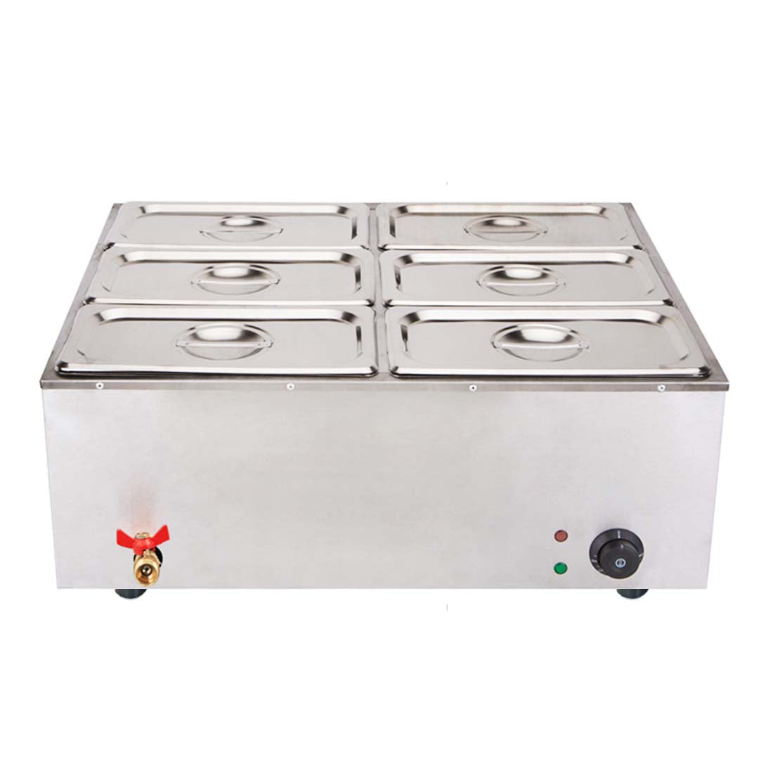 Soga Stainless Steel 6 X 1/3 Gn Pan Electric Bain Marie Food Warmer With Lid