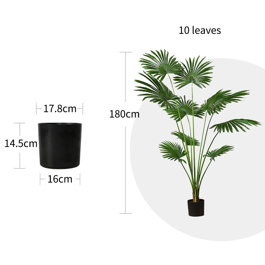 Soga 2 X 180cm Artificial Natural Green Fan Palm Tree Fake Tropical Indoor Plant Home Office Decor