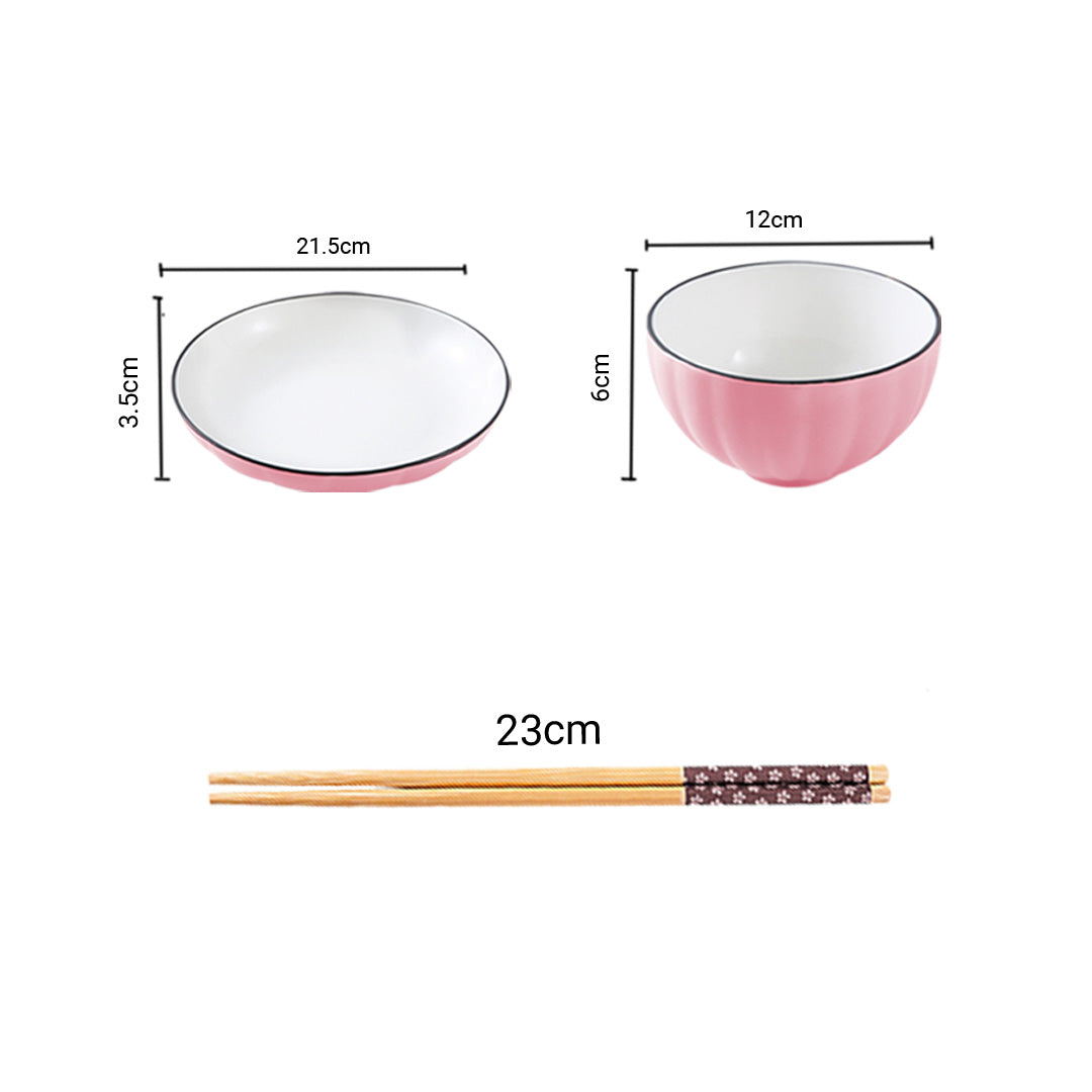 Soga Pink Japanese Style Ceramic Dinnerware Crockery Soup Bowl Plate Server Kitchen Home Decor Set Of 12
