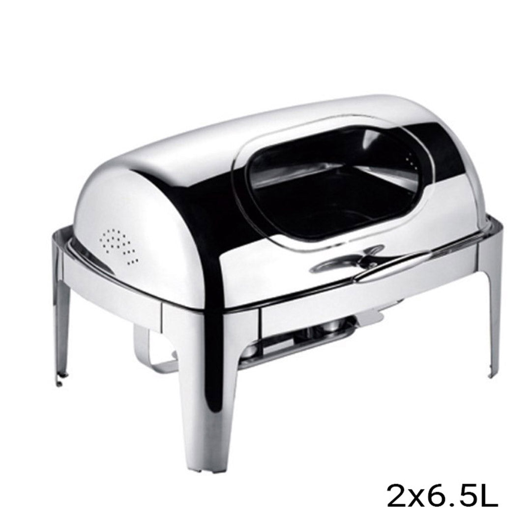 Soga 2 X 6.5 L Stainless Steel Double Soup Tureen Bowl Station Roll Top Buffet Chafing Dish Catering Chafer Food Warmer Server