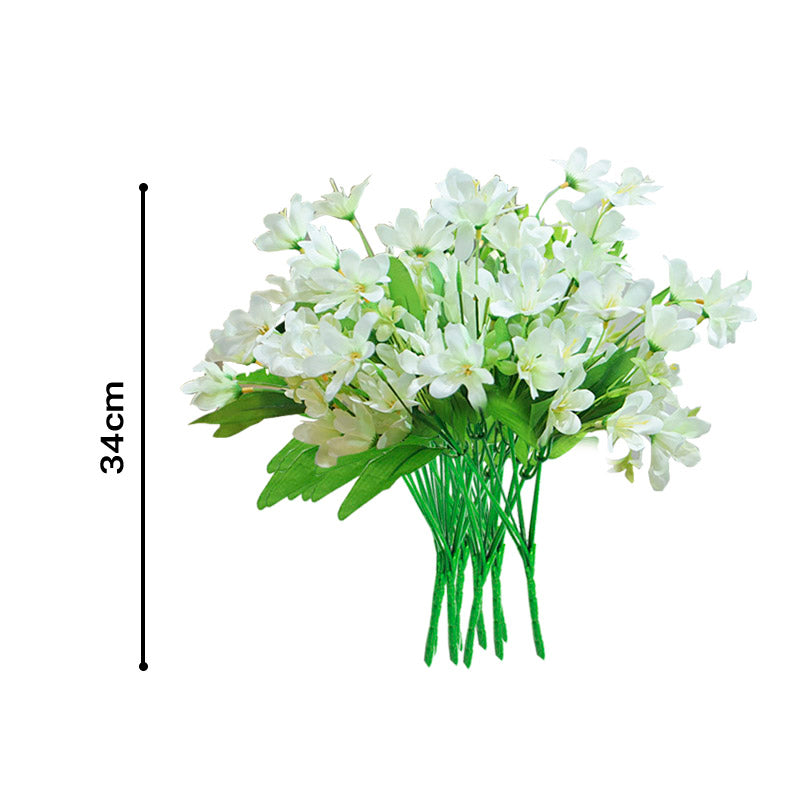 Soga 10 Bunch Artificial Silk Lilium Nanum 6 Heads Flower Fake Bridal Bouquet Table Decor White