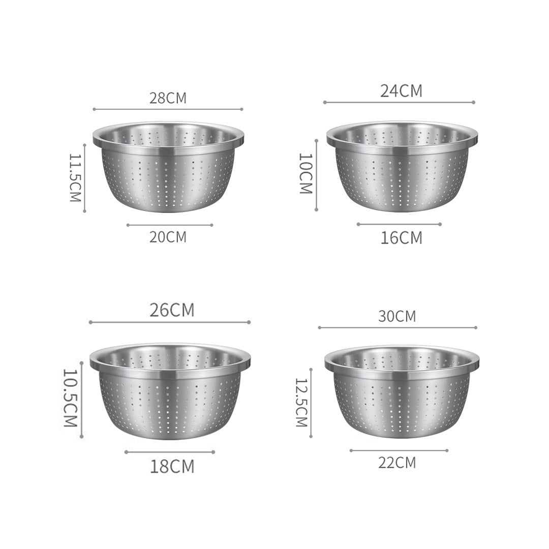 Soga 2 X Stainless Steel Nesting Basin Colander Perforated Kitchen Sink Washing Bowl Metal Basket Strainer Set Of 4