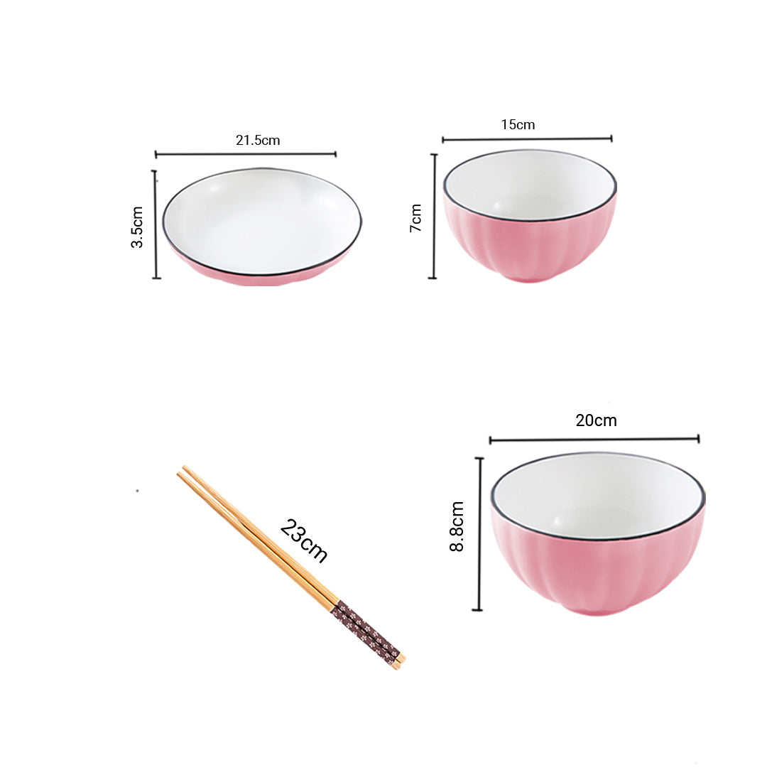 Soga Pink Japanese Style Ceramic Dinnerware Crockery Soup Bowl Plate Server Kitchen Home Decor Set Of 10