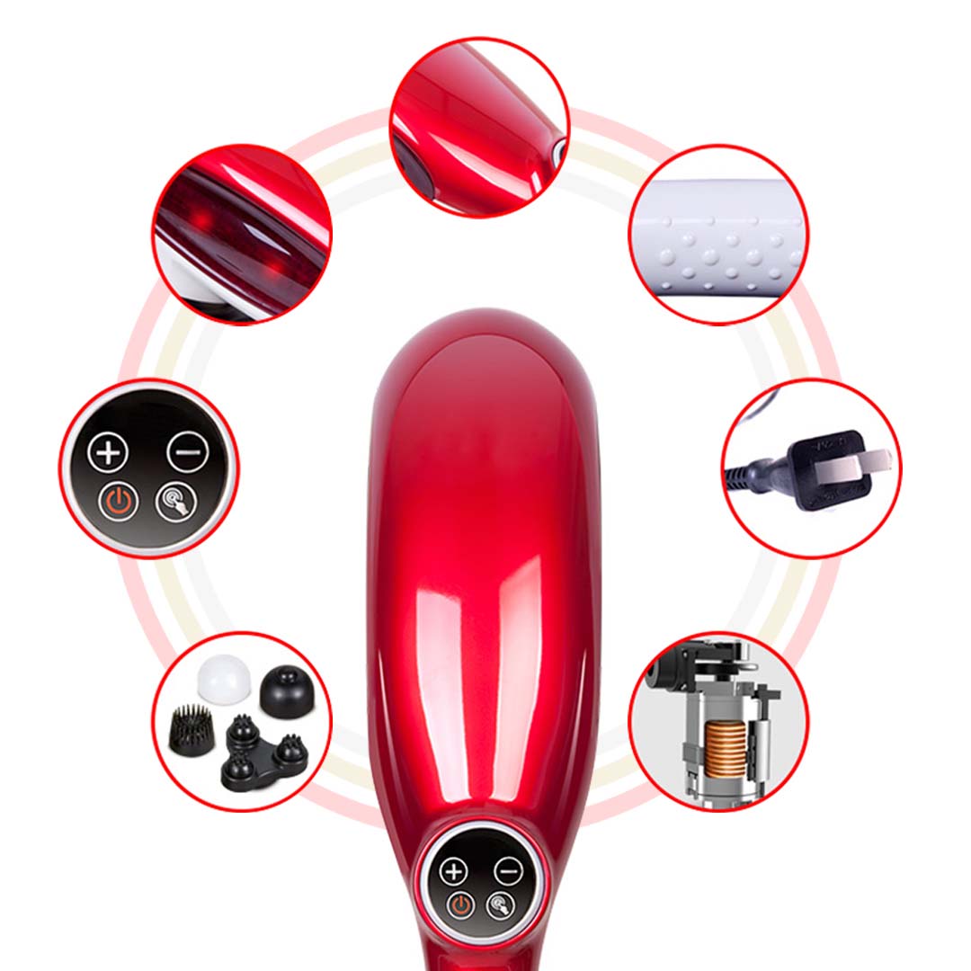 Soga 2 X 6 Heads Portable Handheld Massager Soothing Stimulate Blood Flow Shoulder Red