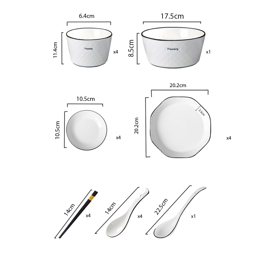 Soga Diamond Pattern Ceramic Dinnerware Crockery Soup Bowl Plate Server Kitchen Home Decor Set Of 13