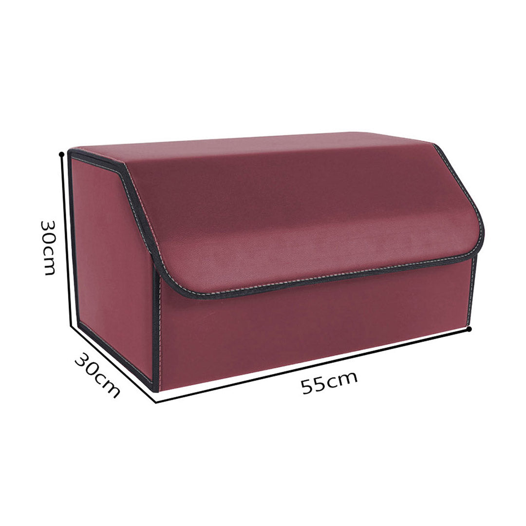 Soga 2 X Leather Car Boot Collapsible Foldable Trunk Cargo Organizer Portable Storage Box Red Large