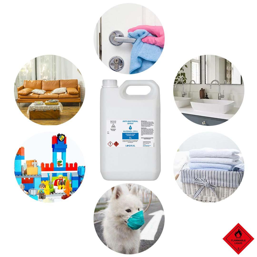 5 L And 2 X 500 Ml Standard Grade Disinfectant Anti Bacterial Alcohol Spray Bottle Refill Kit