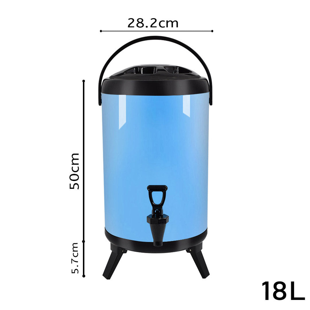 Soga 2 X 18 L Stainless Steel Insulated Milk Tea Barrel Hot And Cold Beverage Dispenser Container With Faucet Blue