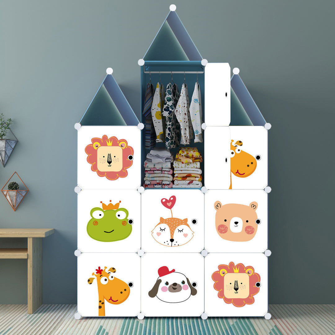 10 Cubes DIY Animal Design Portable Wardrobe Divide-Grid Modular Storage Organiser Foldable Closet