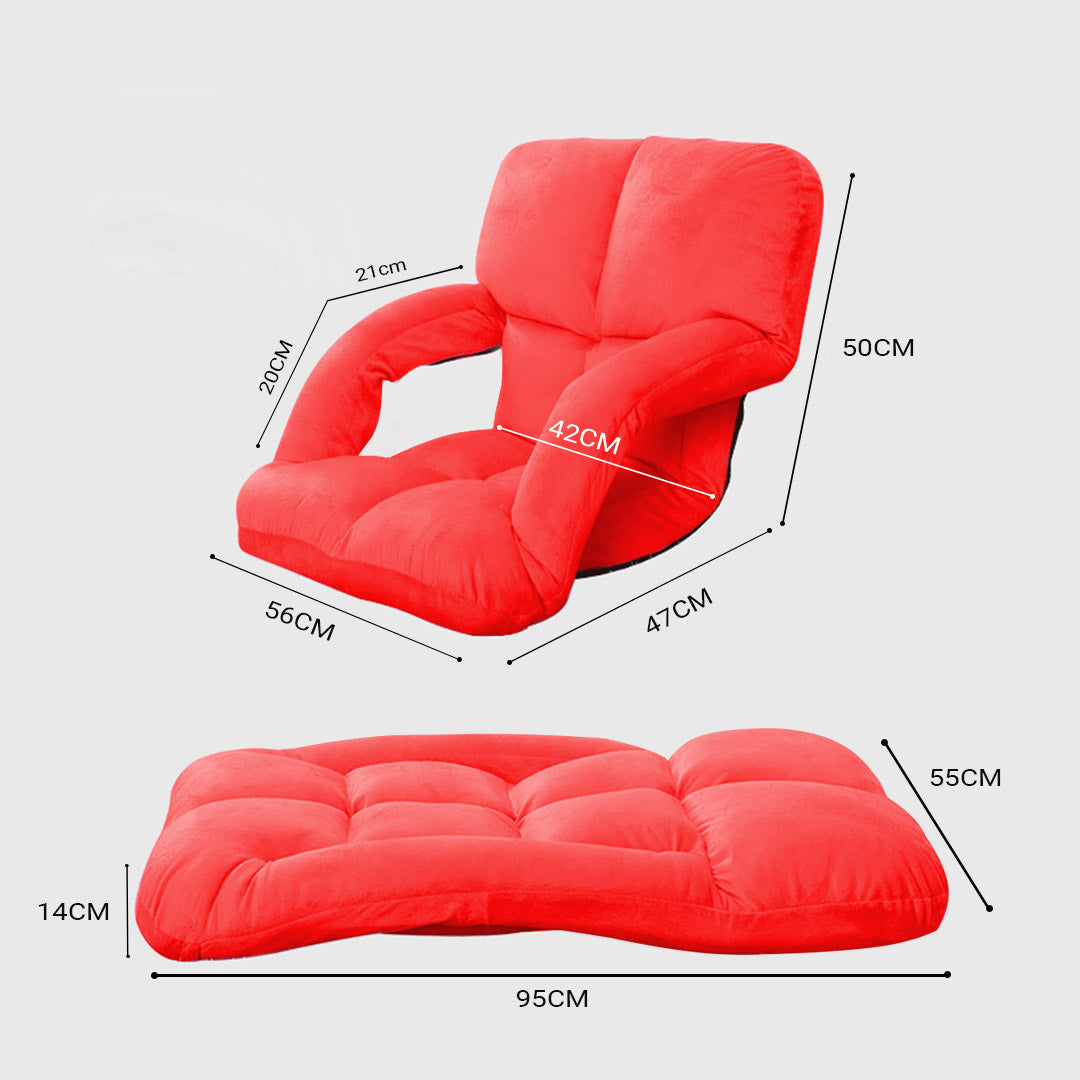 Soga 4 X Foldable Lounge Cushion Adjustable Floor Lazy Recliner Chair With Armrest Red