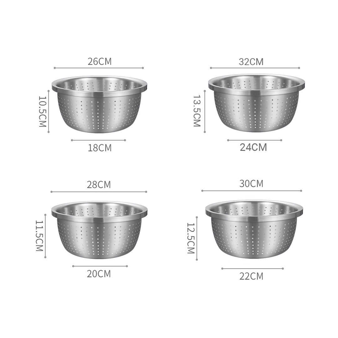 Soga 2 X Stainless Steel Nesting Basin Colander Perforated Kitchen Sink Washing Bowl Metal Basket Strainer Set Of 4
