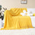 Yellow Acrylic Knitted Throw Blanket Solid Fringed Warm Cozy Woven Cover Couch Bed Sofa Home Decor