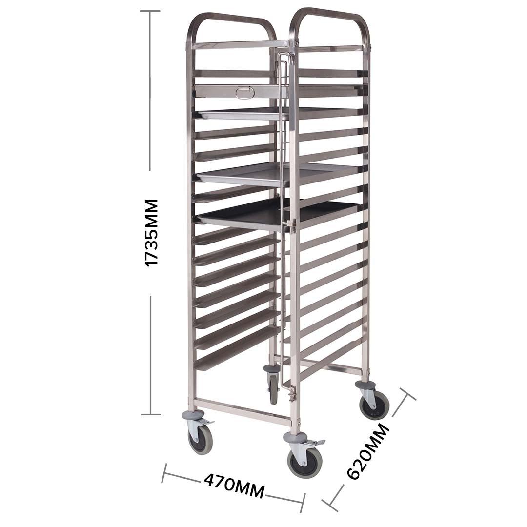 Soga 2 X Gastronorm Trolley 15 Tier Stainless Steel Cake Bakery Trolley Suits 60*40cm Tray