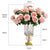 Soga Clear Glass Cylinder Flower Vase With 4 Bunch 9 Heads Artificial Fake Silk Rose Home Decor Set