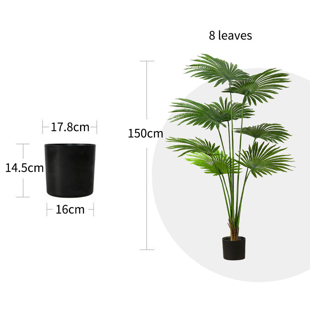 Soga 2 X 150cm Artificial Natural Green Fan Palm Tree Fake Tropical Indoor Plant Home Office Decor