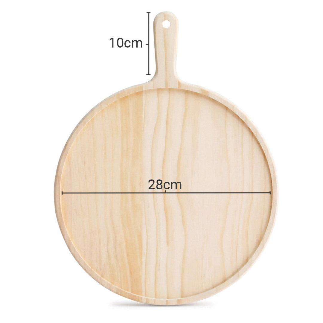 Soga 11 Inch Round Premium Wooden Pine Food Serving Tray Charcuterie Board Paddle Home Decor