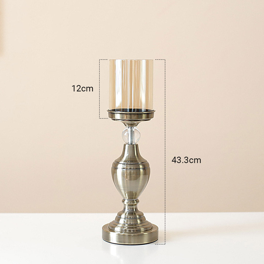 Soga 43.3cm Glass Candlestick Candle Holder Stand Pillar Glass/Iron Metal