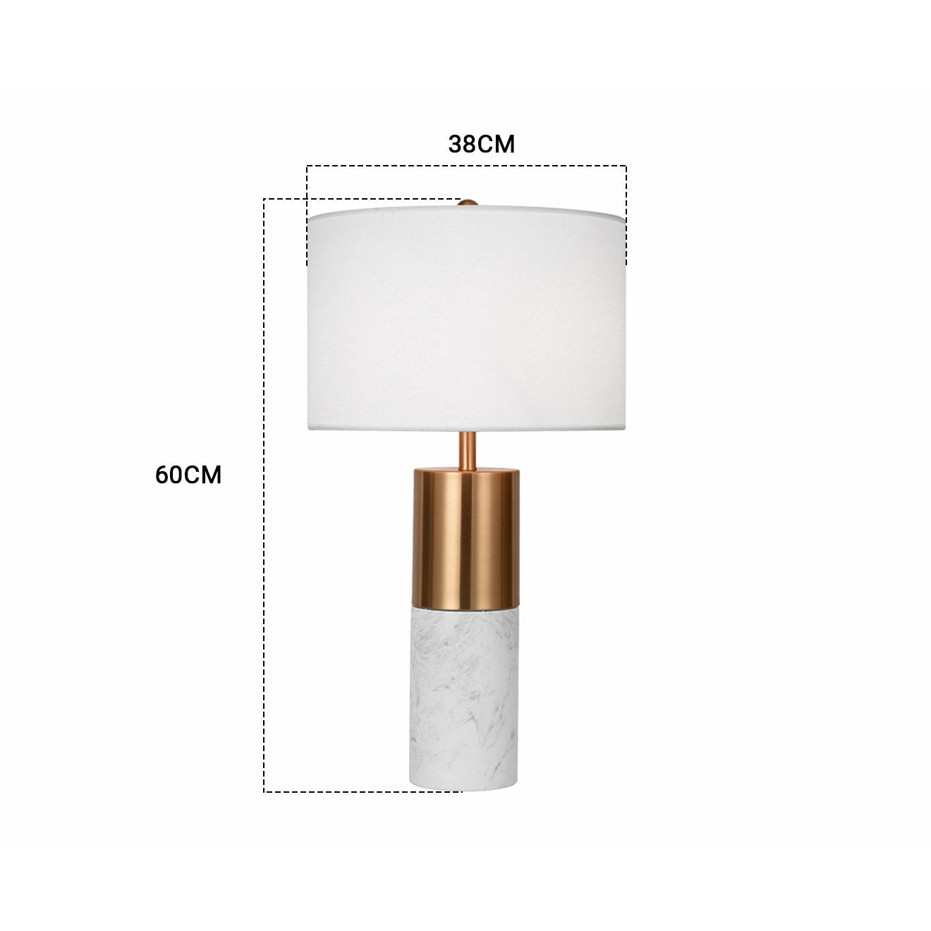 Soga 4 X 60cm White Marble Bedside Modern Desk Table Lamp Living Room Shade With Cylinder Base