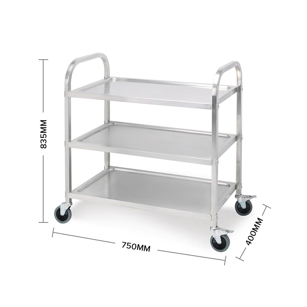 Soga 2 X 3 Tier 75x40x83.5cm Stainless Steel Kitchen Dinning Food Cart Trolley Utility Size Small