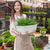 49.5cm White Rectangular Planter Vegetable Herb Flower Outdoor Plastic Box with Holder Balcony Garden Decor Set of 4