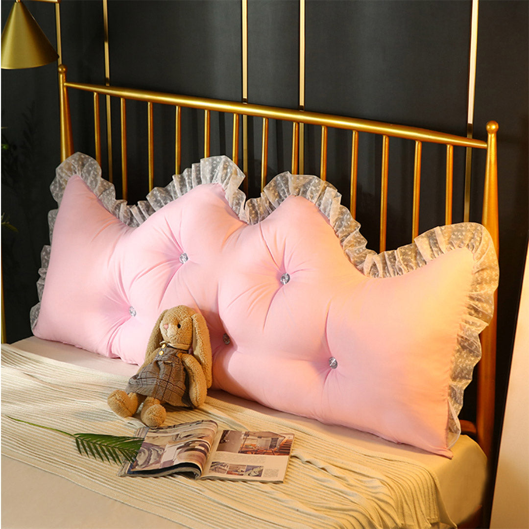 Soga 4 X 120cm Pink Princess Bed Pillow Headboard Backrest Bedside Tatami Sofa Cushion With Ruffle Lace Home Decor