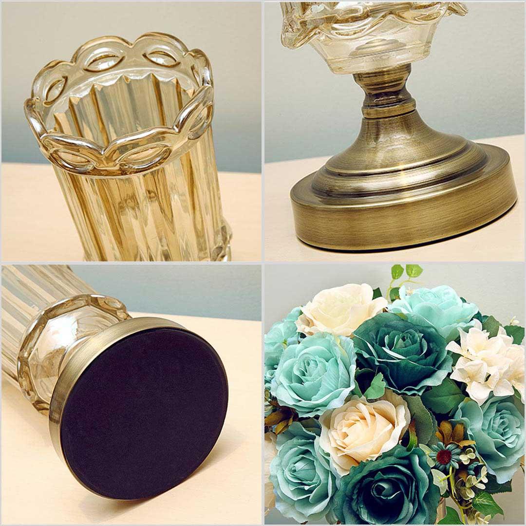 Soga 28.5cm Transparent Glass Flower Vase With Metal Base Filler Vase