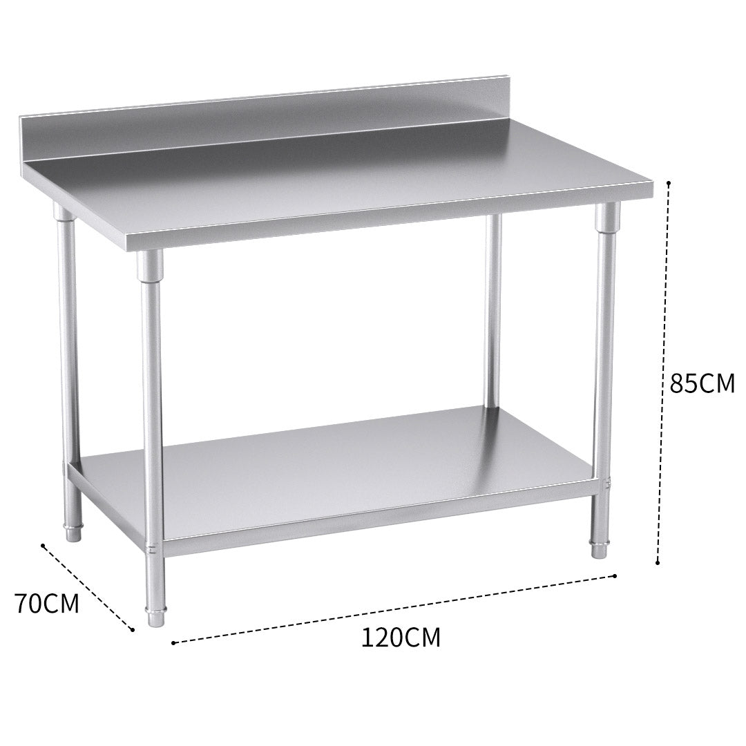 Soga Commercial Catering Kitchen Stainless Steel Prep Work Bench Table With Back Splash 120*70*85cm