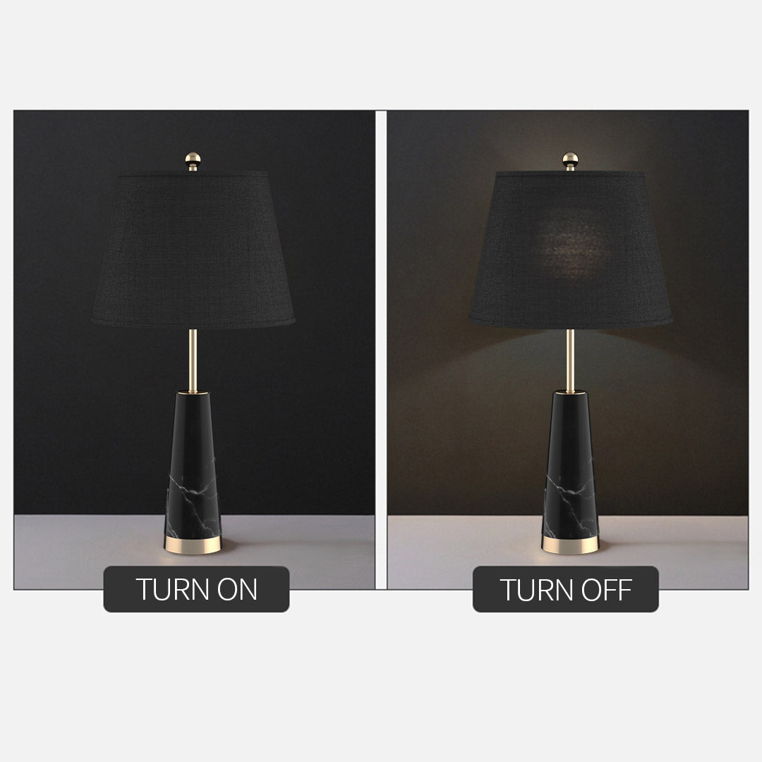 Soga 4 X 68cm Black Marble Bedside Desk Table Lamp Living Room Shade With Cone Shape Base