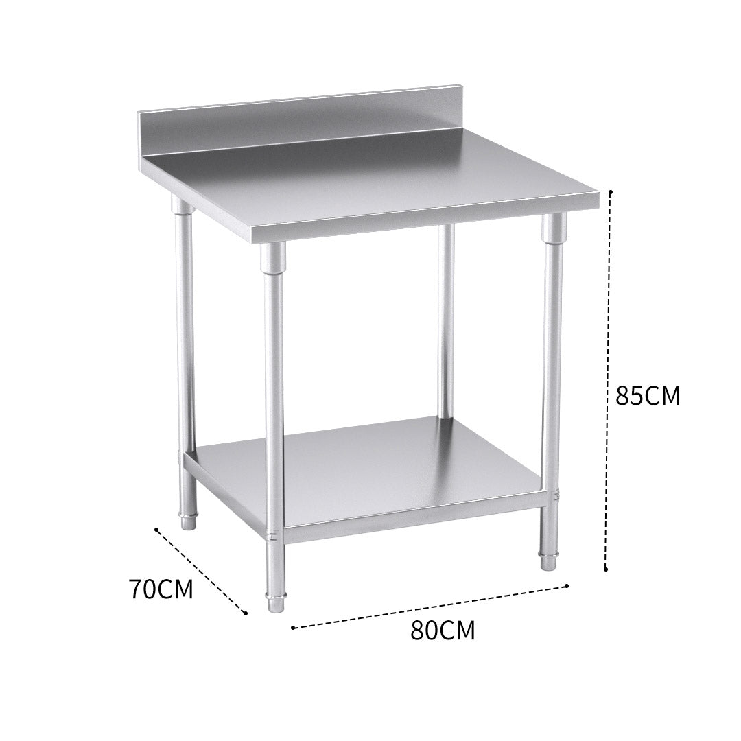 Soga Commercial Catering Kitchen Stainless Steel Prep Work Bench Table With Back Splash 80*70*85cm