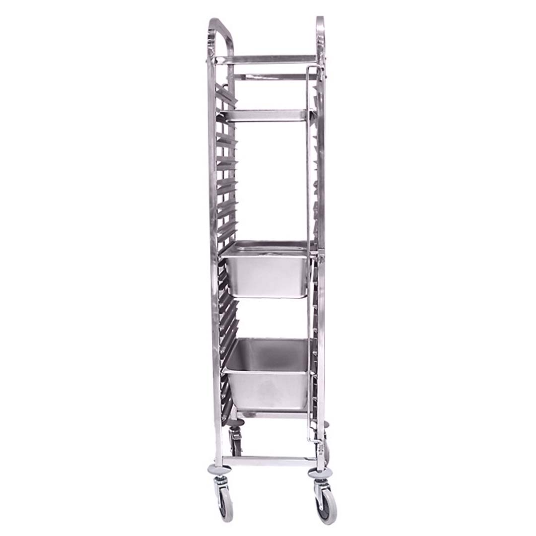 Soga 2 X Gastronorm Trolley 15 Tier Stainless Steel Bakery Trolley Suits Gn 1/1 Pans