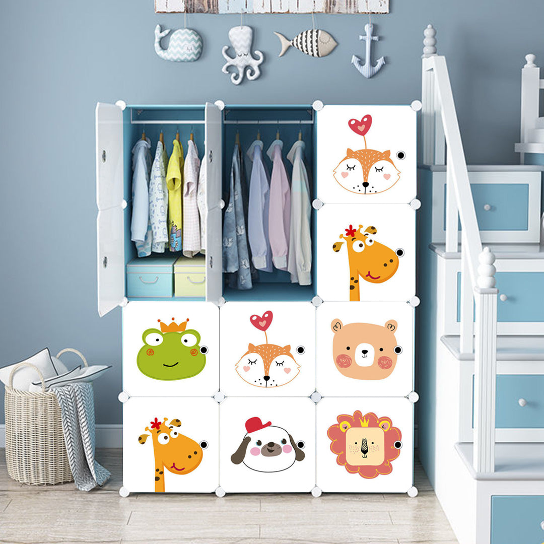 10 Cubes DIY Animal Design Portable Wardrobe Divide-Grid Modular Storage Organiser Foldable Closet