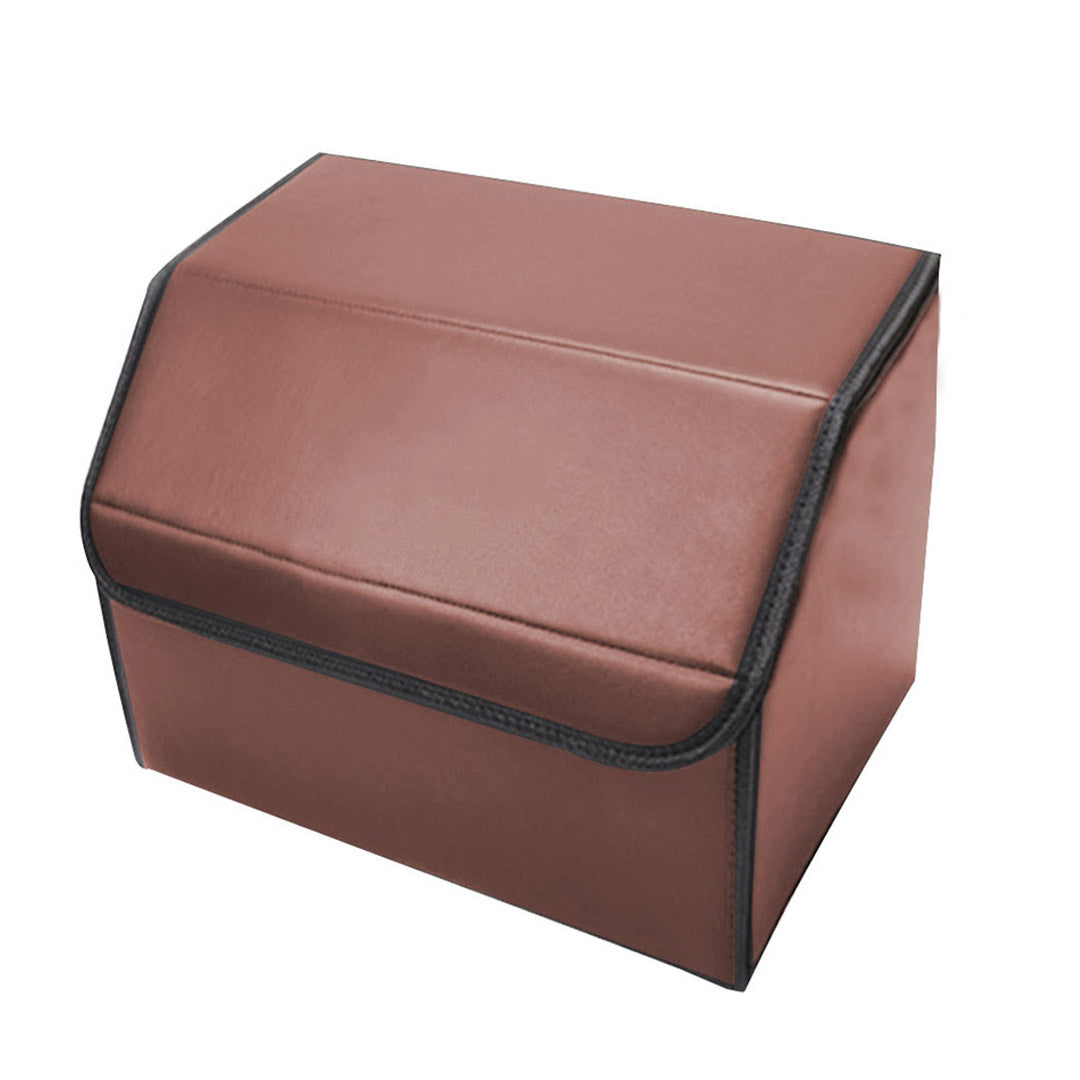 Soga 4 X Leather Car Boot Collapsible Foldable Trunk Cargo Organizer Portable Storage Box Coffee Small