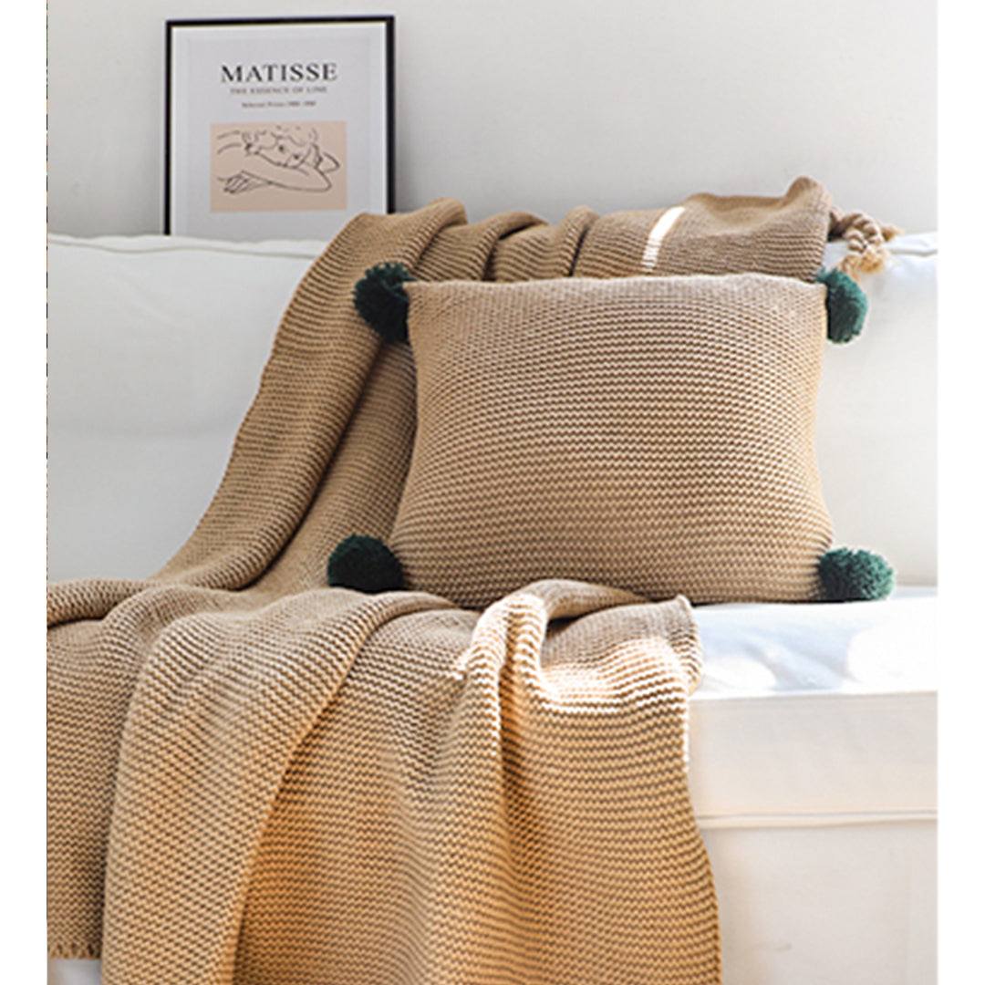 2X Coffee Tassel Fringe Knitting Blanket Warm Cozy Woven Cover Couch Bed Sofa Home Decor