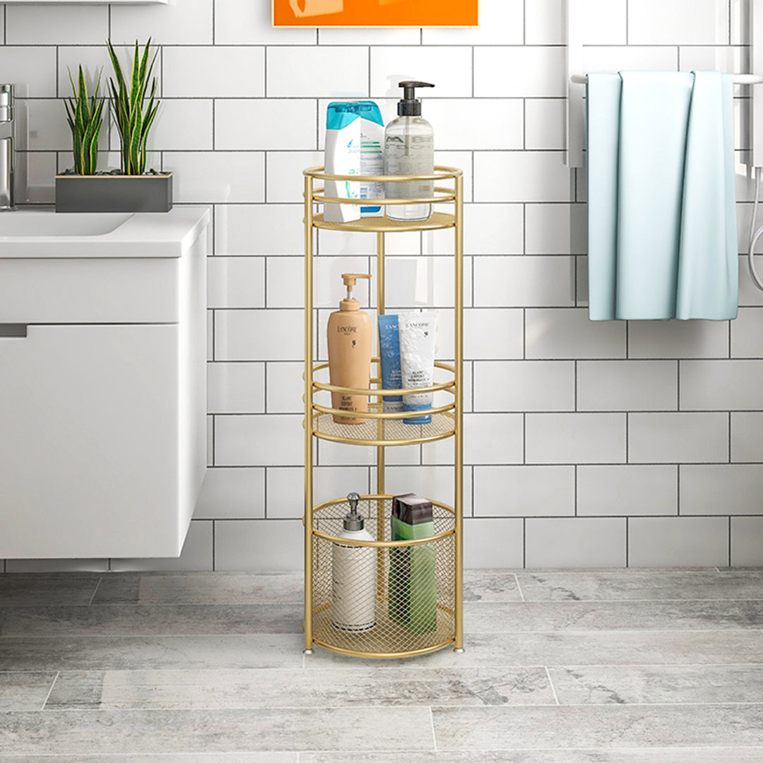 3 Tier Bathroom Freestanding Storage Shelf Multifunctional Display Rack Organiser with Basket