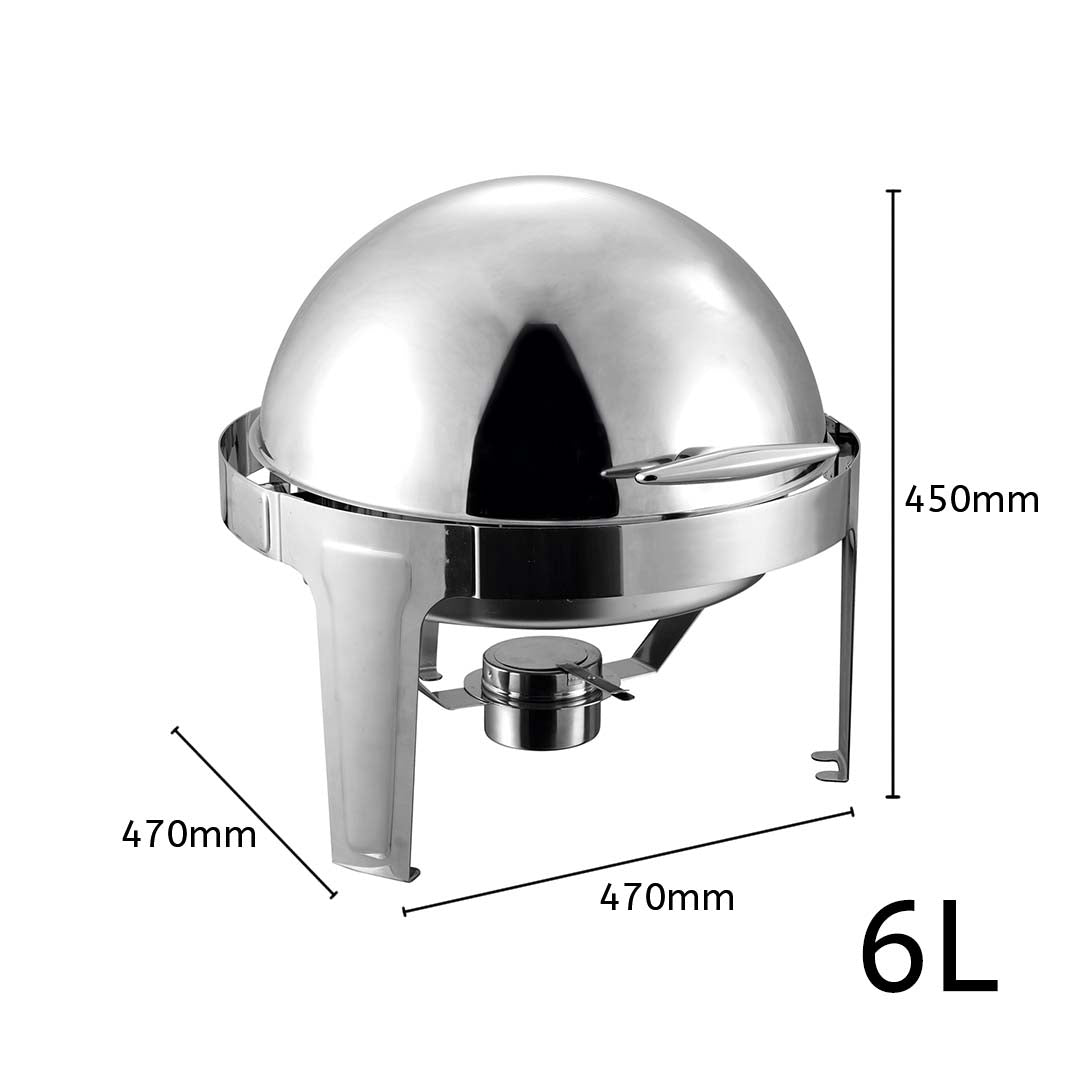 Soga 4 X 6 L Stainless Steel Chafing Food Warmer Catering Dish Round Roll Top