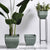 Soga 27cm Green Grey Square Resin Plant Flower Pot In Cement Pattern Planter Cachepot For Indoor Home Office