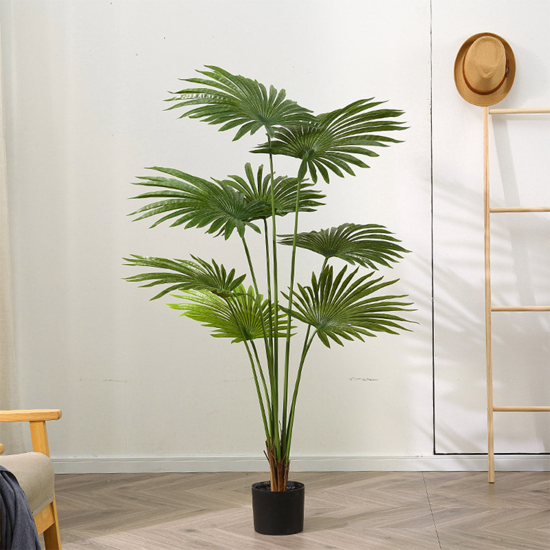 Soga 2 X 150cm Artificial Natural Green Fan Palm Tree Fake Tropical Indoor Plant Home Office Decor